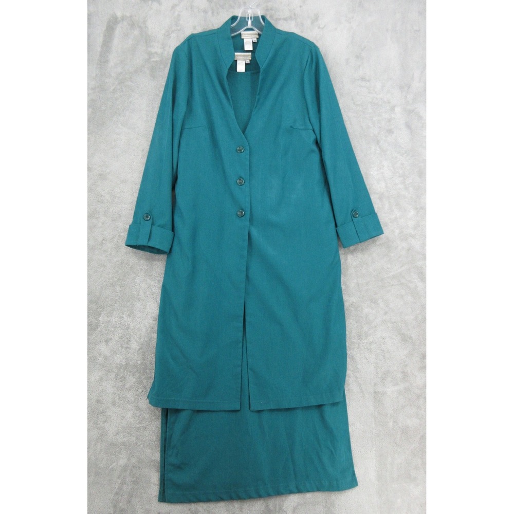 Coldwater Creek Jacket Dress Womens Size M Duster Jacket Maxi Office Career Teal